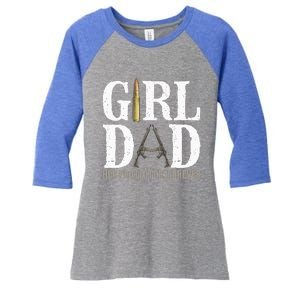 GirlDad Her Protector Forever Funny Father Women's Tri-Blend 3/4-Sleeve Raglan Shirt