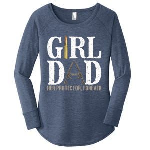 GirlDad Her Protector Forever Funny Father Women's Perfect Tri Tunic Long Sleeve Shirt