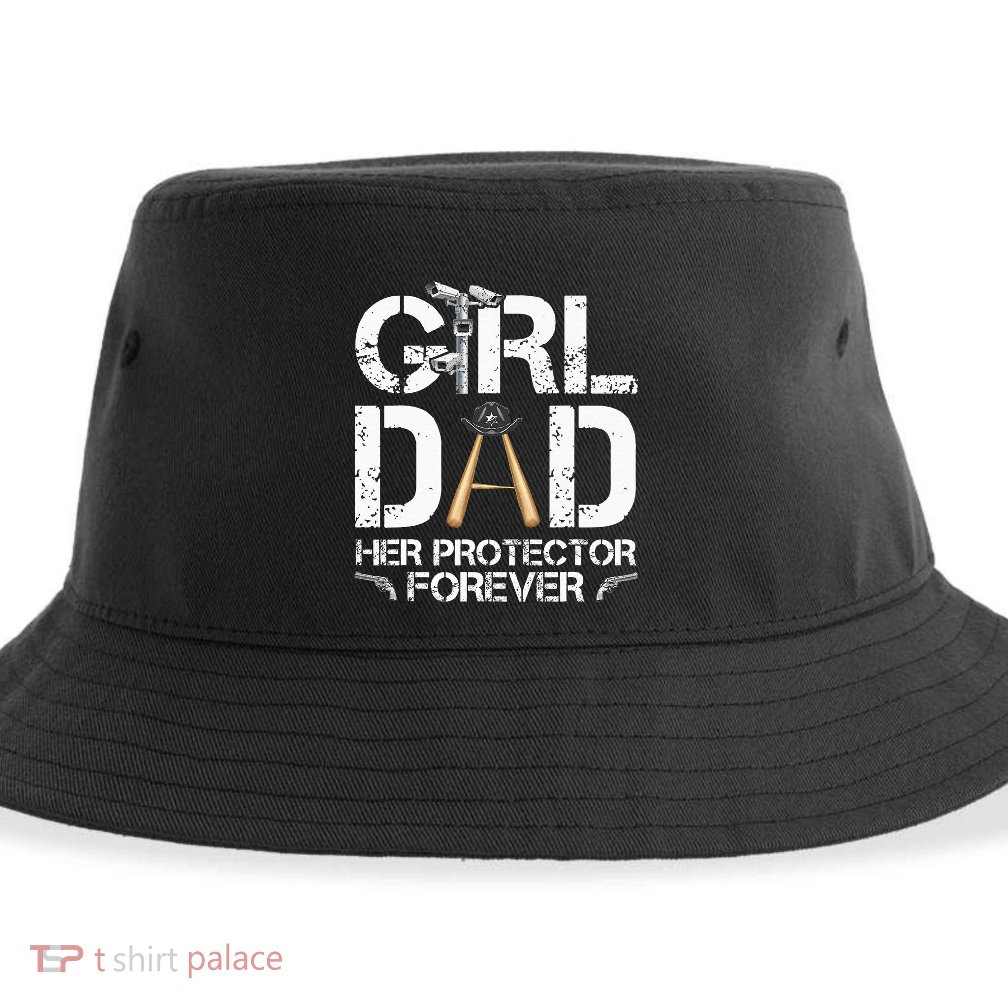 GirlDad Her Protector Forever Funny Father Sustainable Bucket Hat