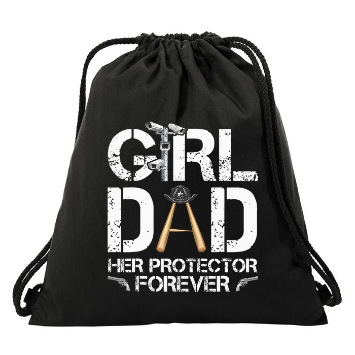 GirlDad Her Protector Forever Funny Father Drawstring Bag