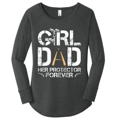 GirlDad Her Protector Forever Funny Father Women's Perfect Tri Tunic Long Sleeve Shirt