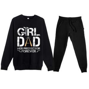 GirlDad Her Protector Forever Funny Father Premium Crewneck Sweatsuit Set