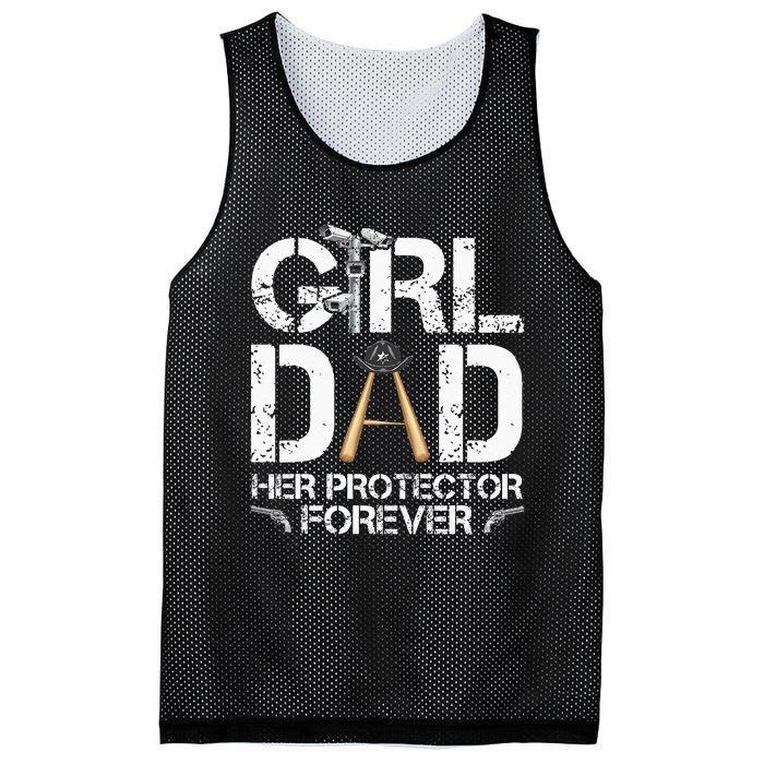 GirlDad Her Protector Forever Funny Father Mesh Reversible Basketball Jersey Tank