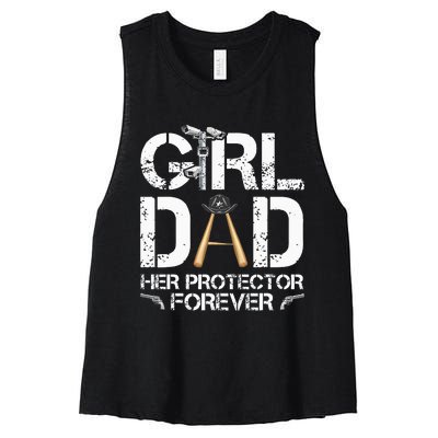 GirlDad Her Protector Forever Funny Father Women's Racerback Cropped Tank