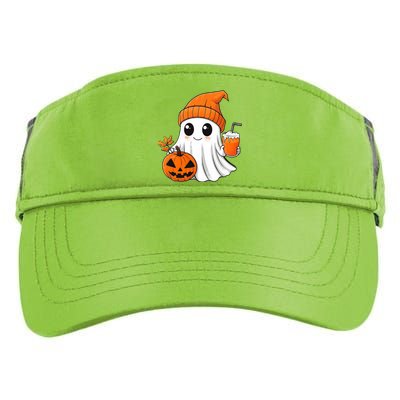 Ghost Holding Pumpkin Coffee Cup Halloween Trick Or Treat Gift Adult Drive Performance Visor