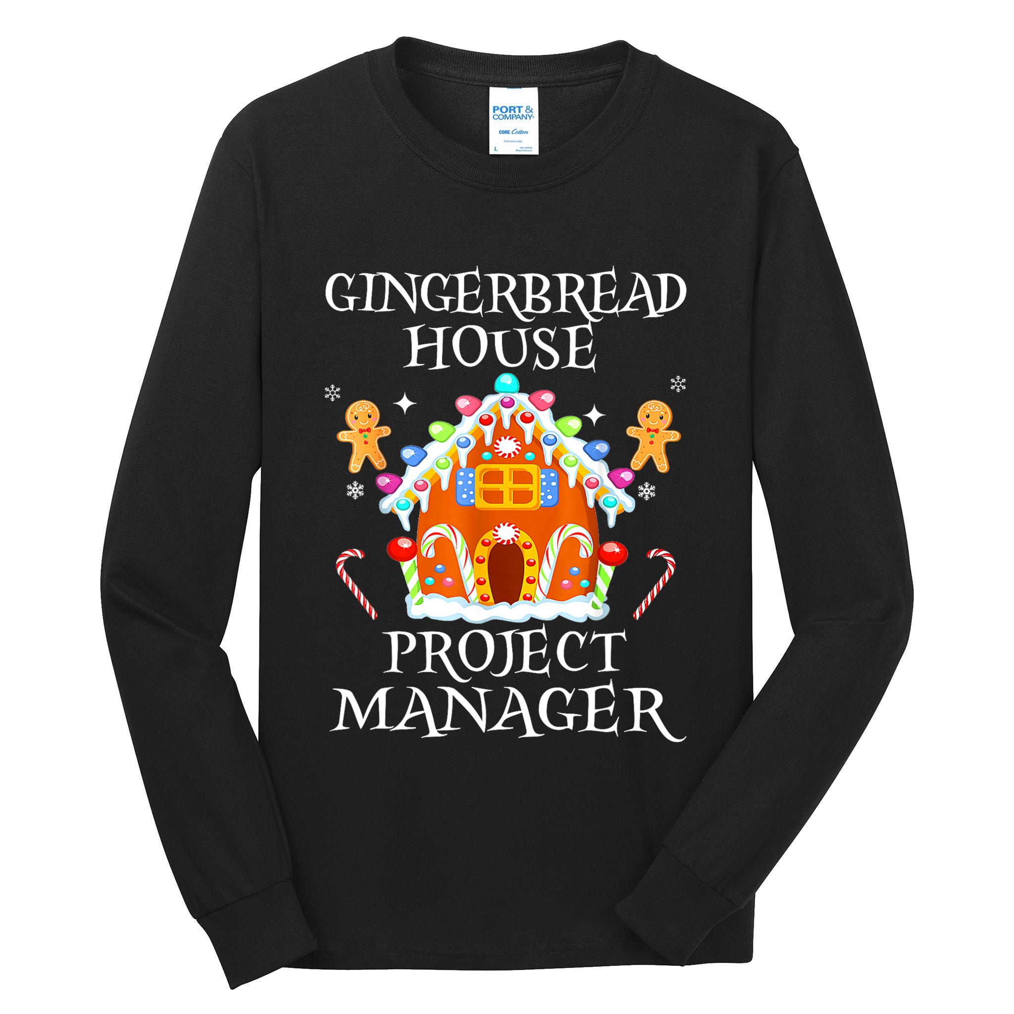 Gingerbread House Project Manager Decorating Baking Xmas Tall Long Sleeve T-Shirt