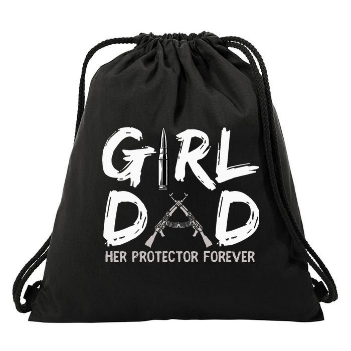 GirlDad Her Protector Forever Funny Father Drawstring Bag