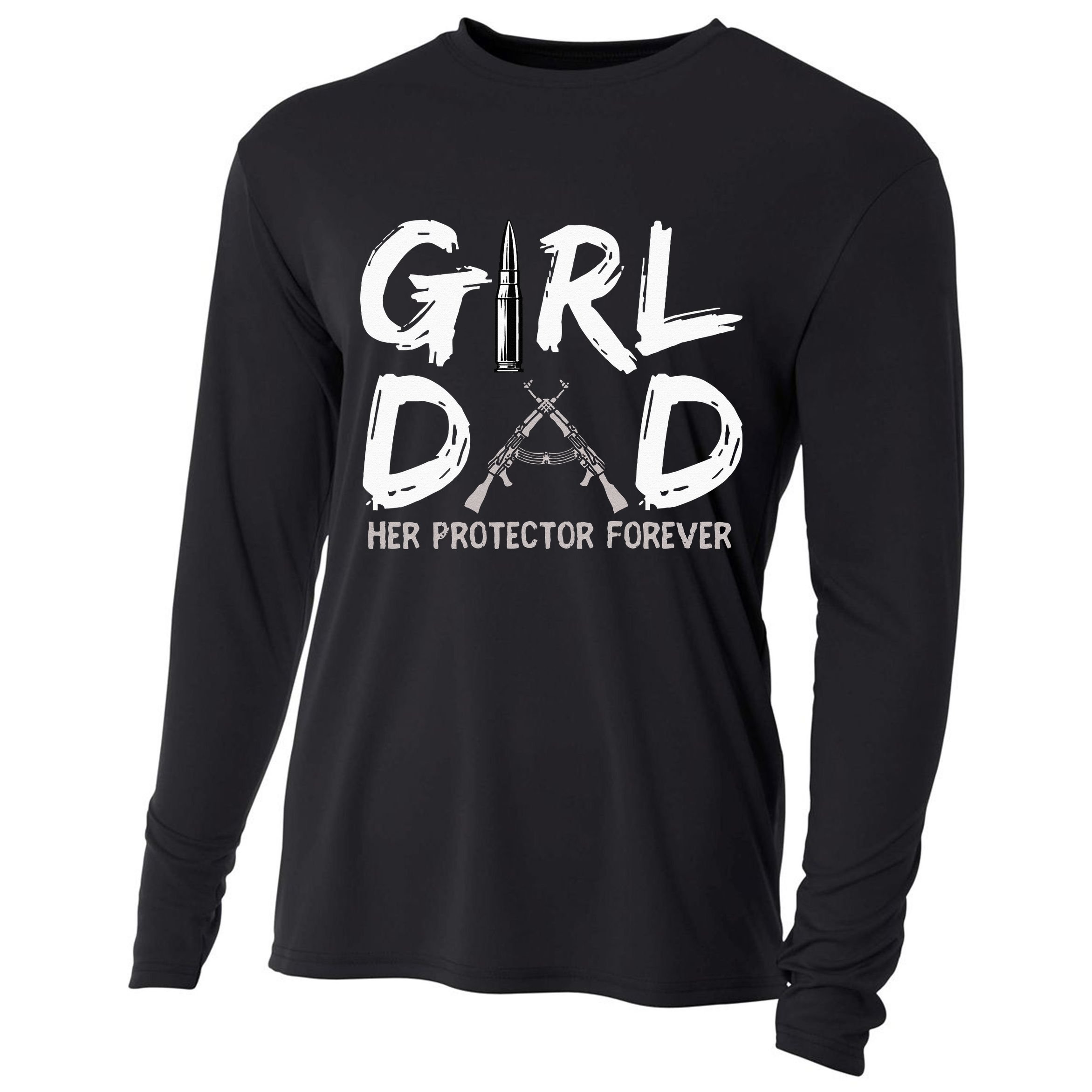 GirlDad Her Protector Forever Funny Father Cooling Performance Long Sleeve Crew
