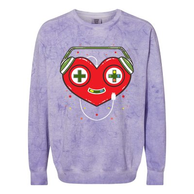 Gamer Heart Present Game Lover Valentines Day Gift Colorblast Crewneck Sweatshirt