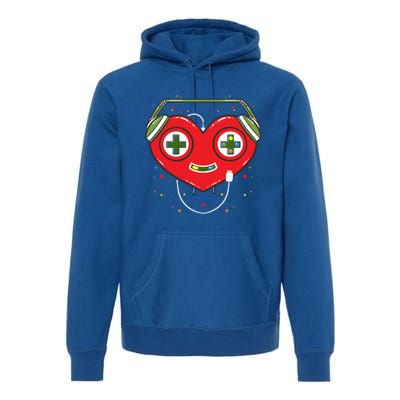 Gamer Heart Present Game Lover Valentines Day Gift Premium Hoodie