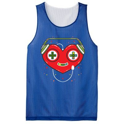 Gamer Heart Present Game Lover Valentines Day Gift Mesh Reversible Basketball Jersey Tank