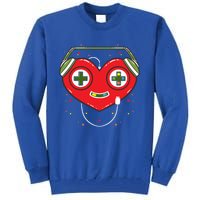 Gamer Heart Present Game Lover Valentines Day Gift Tall Sweatshirt