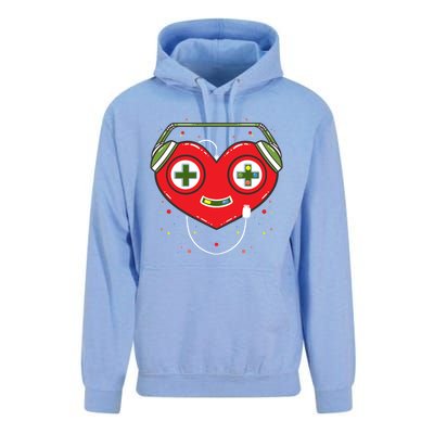 Gamer Heart Present Game Lover Valentines Day Gift Unisex Surf Hoodie