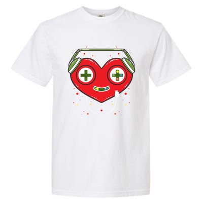 Gamer Heart Present Game Lover Valentines Day Gift Garment-Dyed Heavyweight T-Shirt