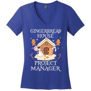 Gingerbread House Project Ager Decorating Baking Xmas Gift Women's V-Neck T-Shirt