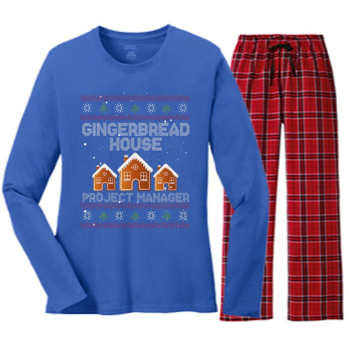 Gingerbread House Project Manager – Xmas Holiday Baking Women's Long Sleeve Flannel Pajama Set 