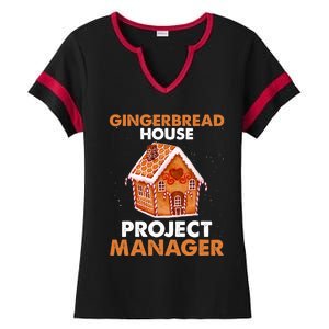 Gingerbread House Project Manager Baking Xmas Funny Ladies Halftime Notch Neck Tee