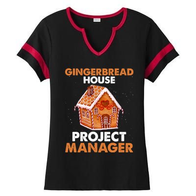 Gingerbread House Project Manager Baking Xmas Funny Ladies Halftime Notch Neck Tee