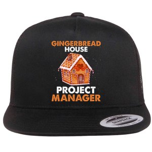 Gingerbread House Project Manager Baking Xmas Funny Flat Bill Trucker Hat