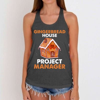 Gingerbread House Project Manager Baking Xmas Funny Women's Knotted Racerback Tank