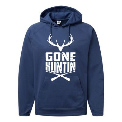 Gone Hunting Quote Deer Bow Hunter Hunt Gift Cool Usa Cool Gift Performance Fleece Hoodie