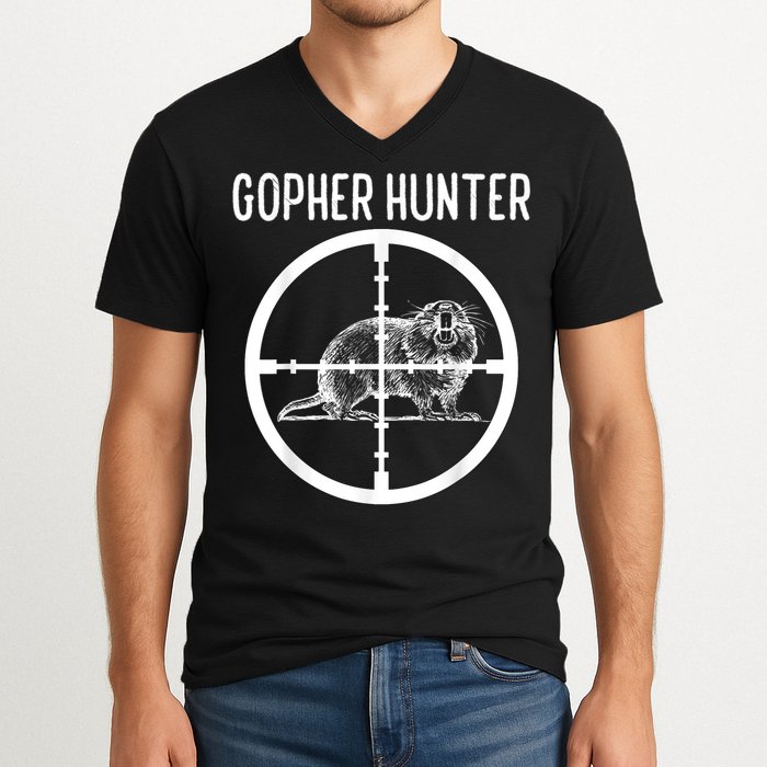 Gopher Hunter Rat And Mouse Control Expert V-Neck T-Shirt