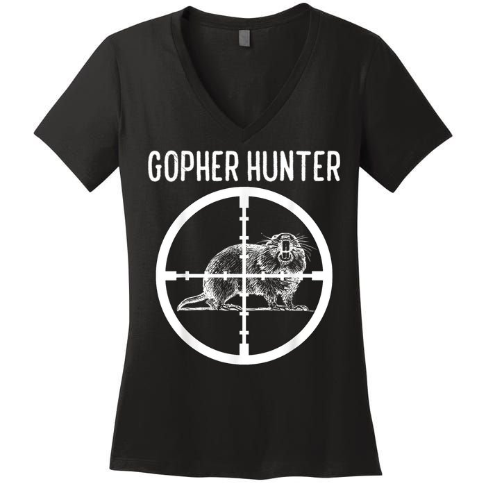 Gopher Hunter Rat And Mouse Control Expert Women's V-Neck T-Shirt