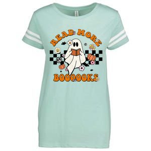 Groovy Halloween Read More Books Cute Boo read a book Enza Ladies Jersey Football T-Shirt