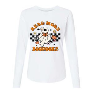 Groovy Halloween Read More Books Cute Boo read a book Womens Cotton Relaxed Long Sleeve T-Shirt