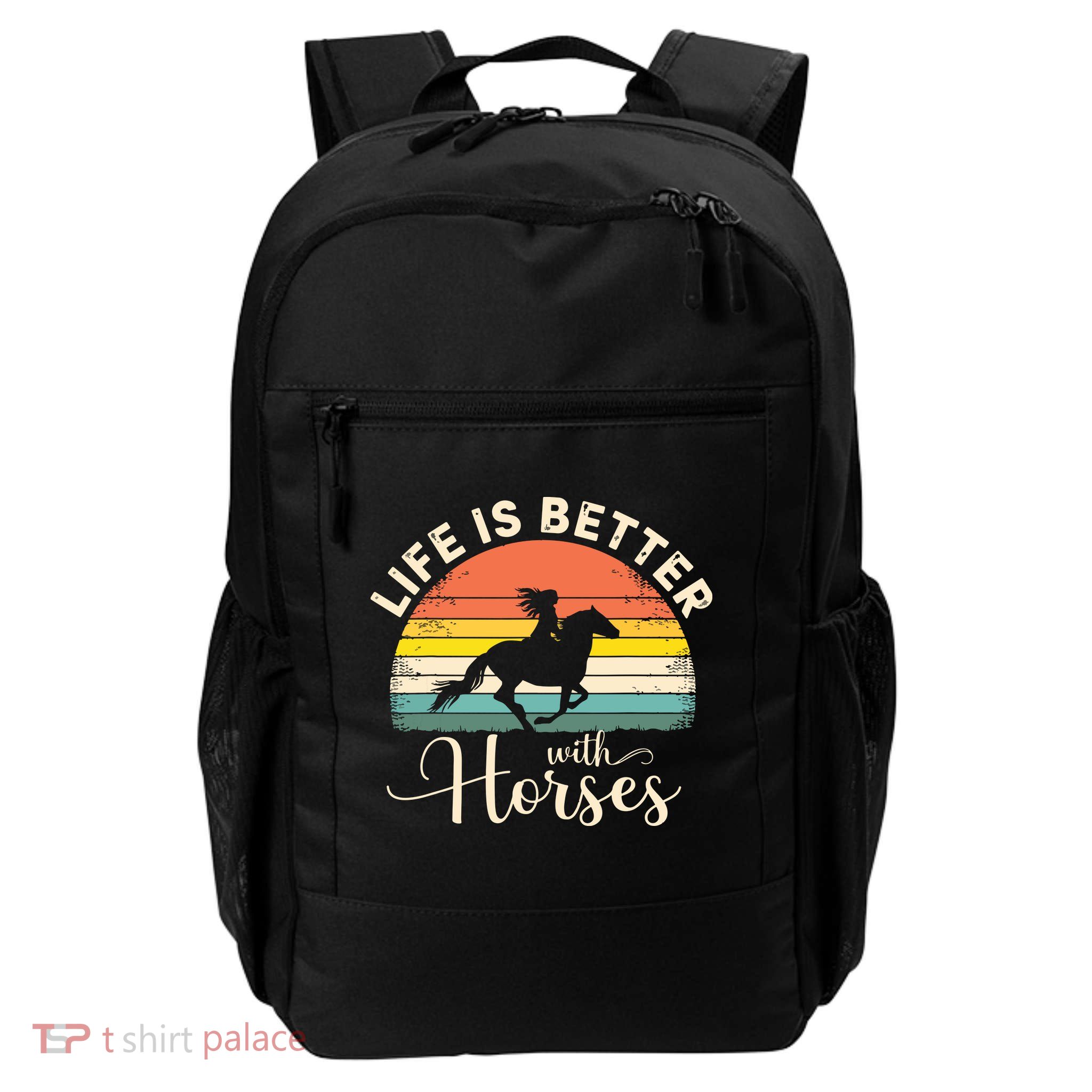 Girl Horse Riding Vintage Life Is Better With Horses Backpack