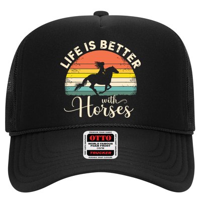 Girl Horse Riding Vintage Life Is Better With Horses Trucker Hat