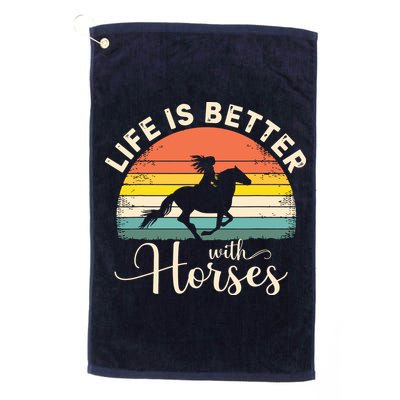 Girl Horse Riding Vintage Life Is Better With Horses Golf Towel