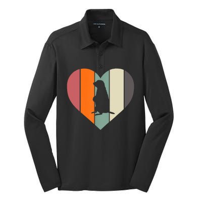 Groundhog Heart Retro Vintage Groundhog Day Silk Touch Performance Long Sleeve Polo