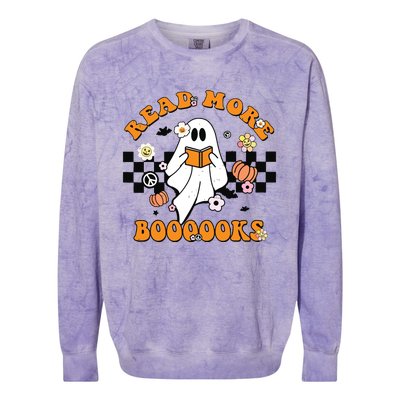 Groovy Halloween Read More Books Cute Boo Read A Book Colorblast Crewneck Sweatshirt