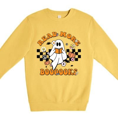 Groovy Halloween Read More Books Cute Boo Read A Book Premium Crewneck Sweatshirt