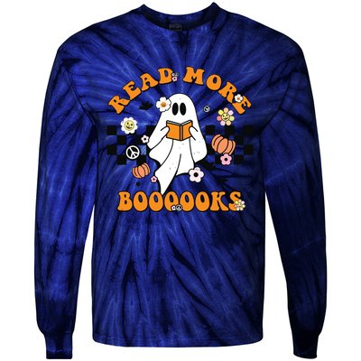 Groovy Halloween Read More Books Cute Boo Read A Book Tie-Dye Long Sleeve Shirt