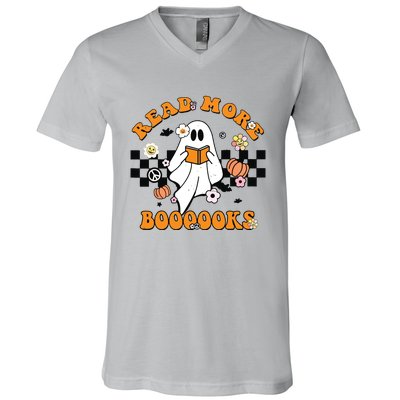 Groovy Halloween Read More Books Cute Boo Read A Book V-Neck T-Shirt