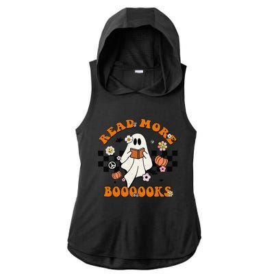 Groovy Halloween Read More Books Cute Boo Read A Book Ladies PosiCharge Tri-Blend Wicking Draft Hoodie Tank