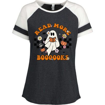 Groovy Halloween Read More Books Cute Boo Read A Book Enza Ladies Jersey Colorblock Tee