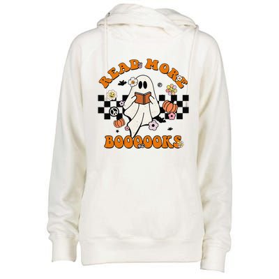 Groovy Halloween Read More Books Cute Boo Read A Book Womens Funnel Neck Pullover Hood