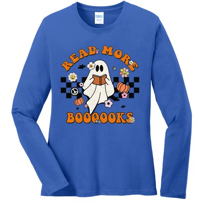 Groovy Halloween Read More Books Cute Boo Read A Book Ladies Long Sleeve Shirt