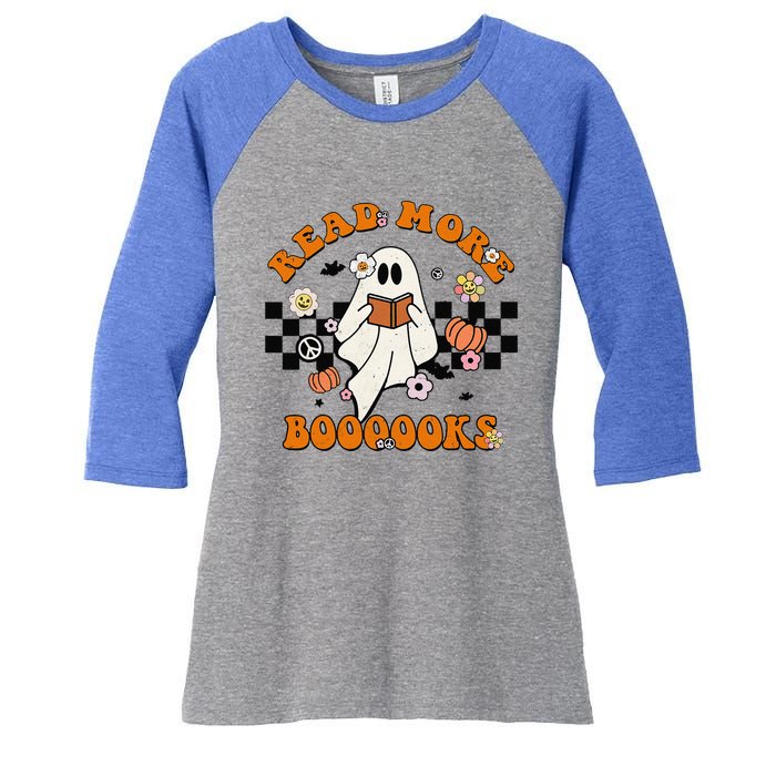 Groovy Halloween Read More Books Cute Boo Read A Book Women's Tri-Blend 3/4-Sleeve Raglan Shirt