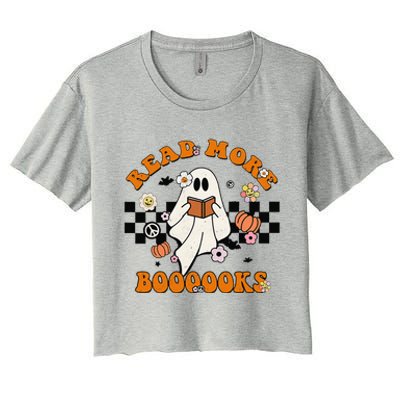 Groovy Halloween Read More Books Cute Boo Read A Book Women's Crop Top Tee