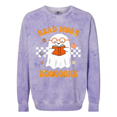 Groovy Halloween Read More Books Cute Boo read a book Colorblast Crewneck Sweatshirt