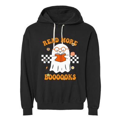 Groovy Halloween Read More Books Cute Boo read a book Garment-Dyed Fleece Hoodie