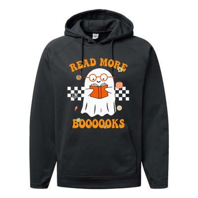 Groovy Halloween Read More Books Cute Boo read a book Performance Fleece Hoodie