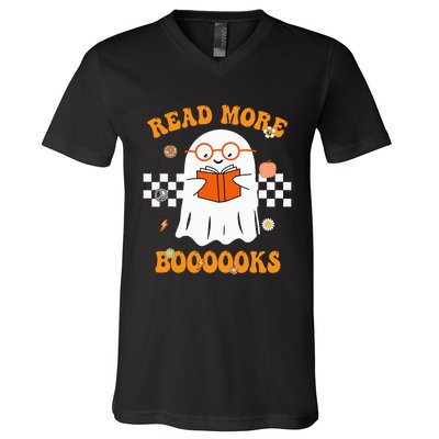 Groovy Halloween Read More Books Cute Boo read a book V-Neck T-Shirt