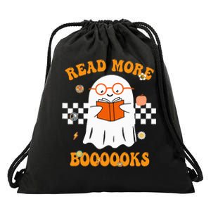 Groovy Halloween Read More Books Cute Boo read a book Drawstring Bag