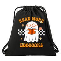 Groovy Halloween Read More Books Cute Boo read a book Drawstring Bag