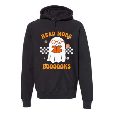 Groovy Halloween Read More Books Cute Boo read a book Premium Hoodie